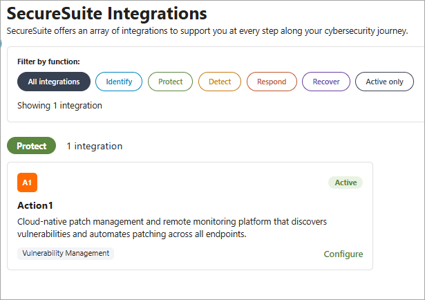 Integration connection menu.